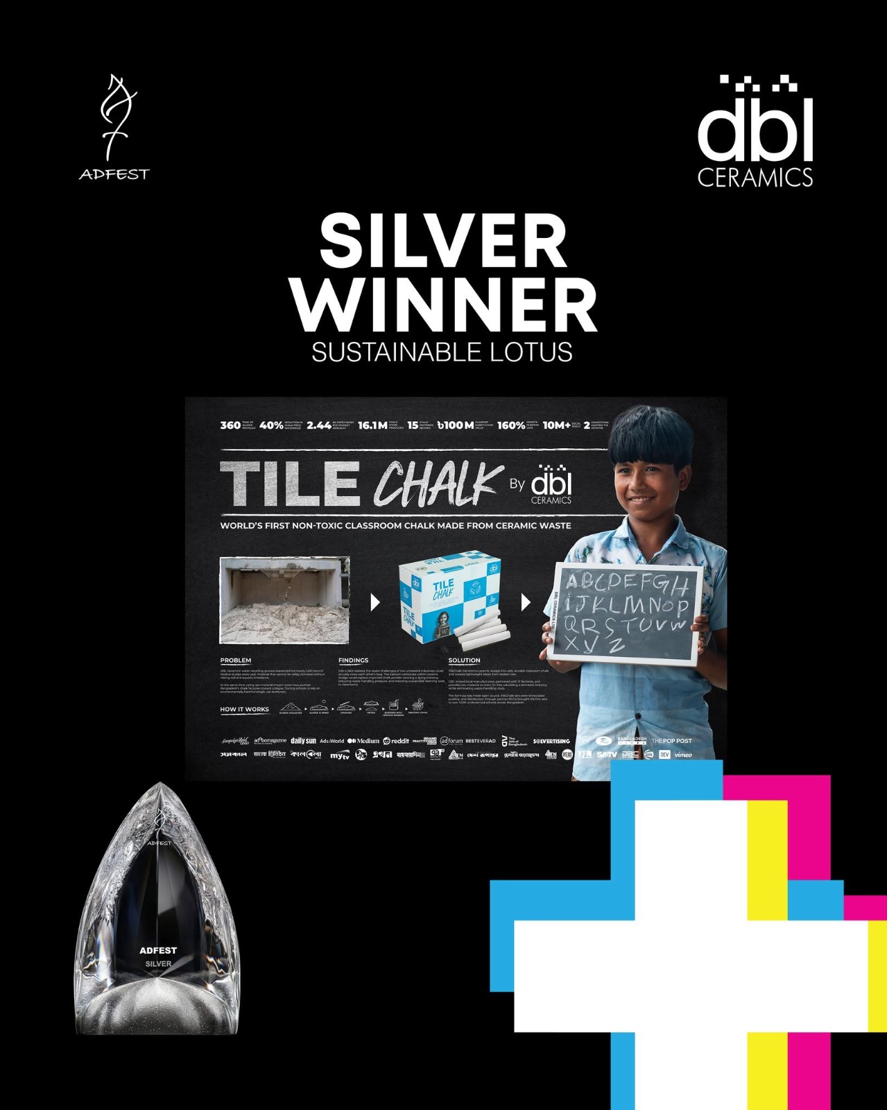 DBL Ceramics’ TileChalk Wins Silver in Sustainable Lotus at ADFEST 2026